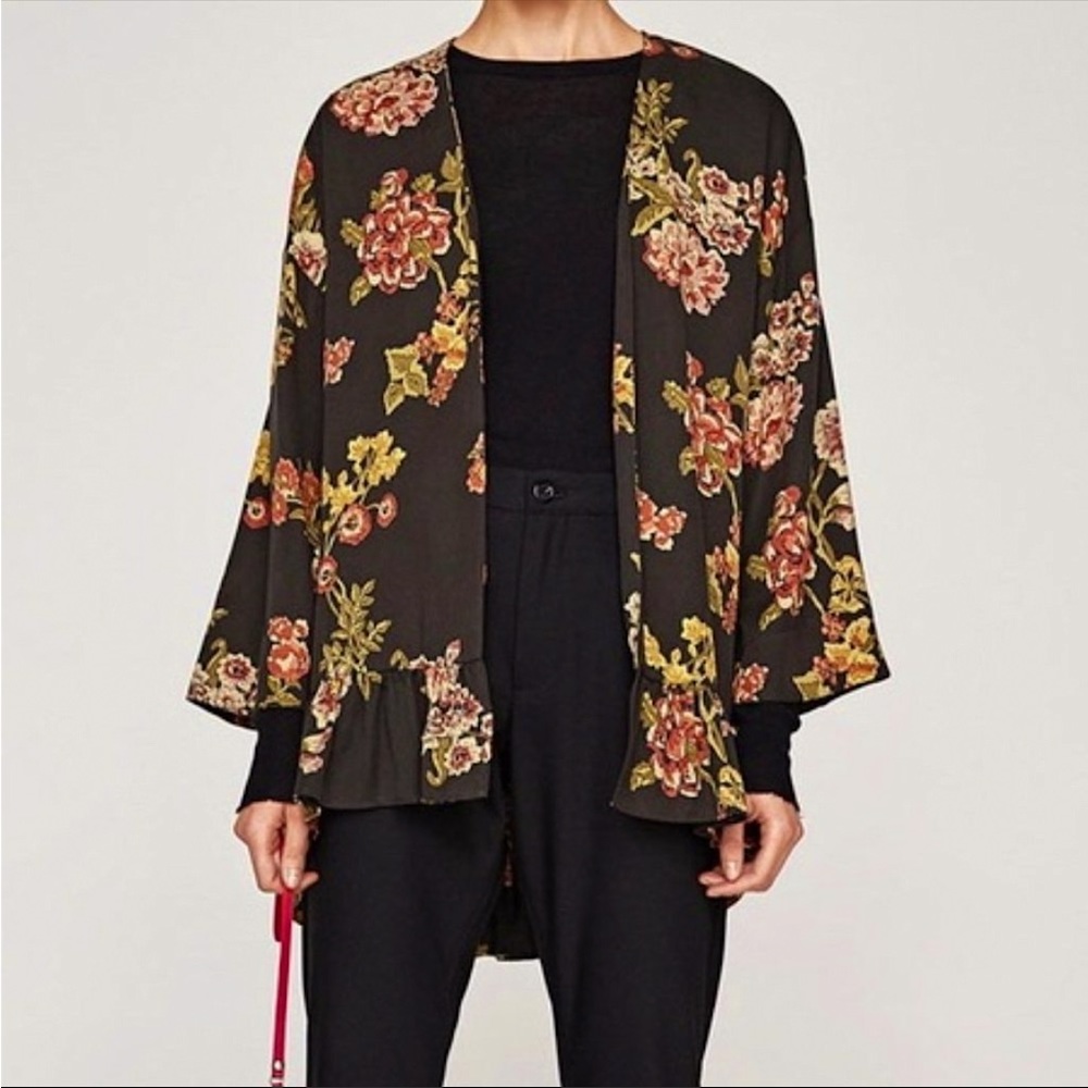 Zara Floral Kinomo Cardigan Jacket